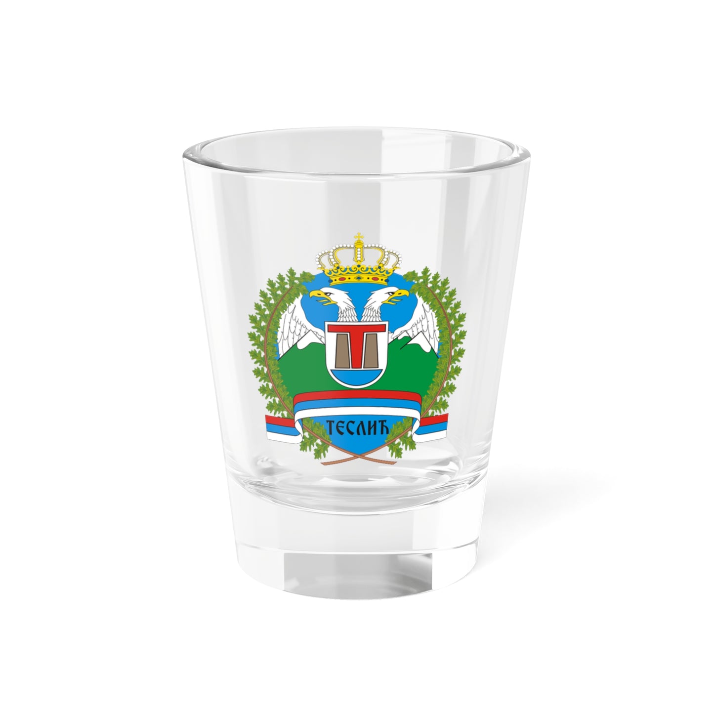 Grb Teslica (Bosnia and Herzegovina) (Coat of Arms) Shot Glass 1.5oz