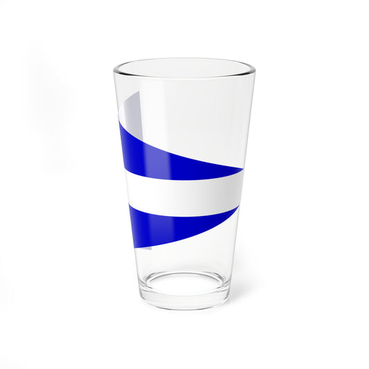 A triangular nautical pennant with a horizontal white stripe centred between two blue stripes in a flat, minimalist style.