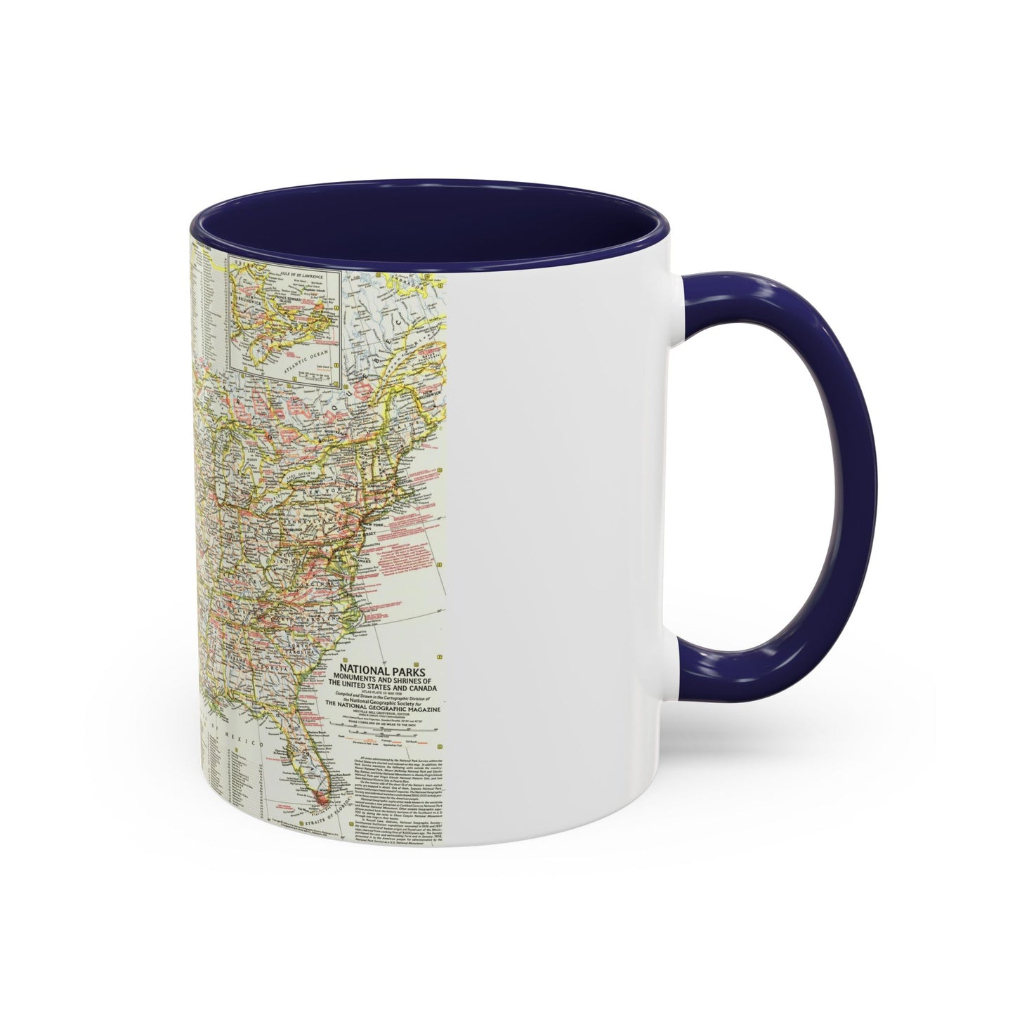 États-Unis - Parcs nationaux et sites historiques 1 (1958) (Carte) Tasse à café Accent