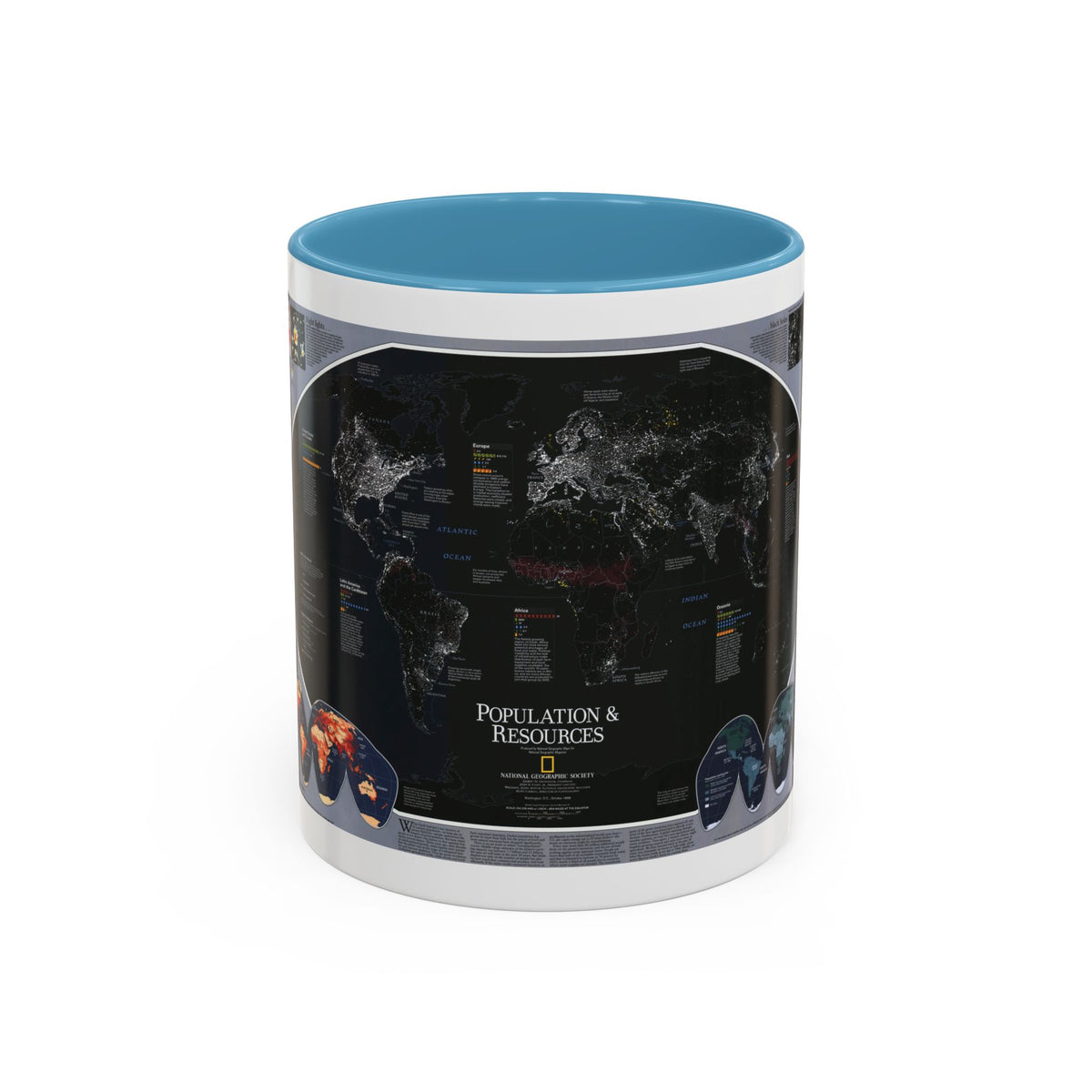 World Map - Population and Resources (1998) (Map) Accent Coffee Mug