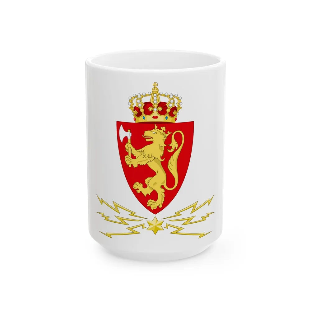 Coat of arms of the Norwegian Telegraph Administration - White Coffee Mug-15oz-Go Mug Yourself