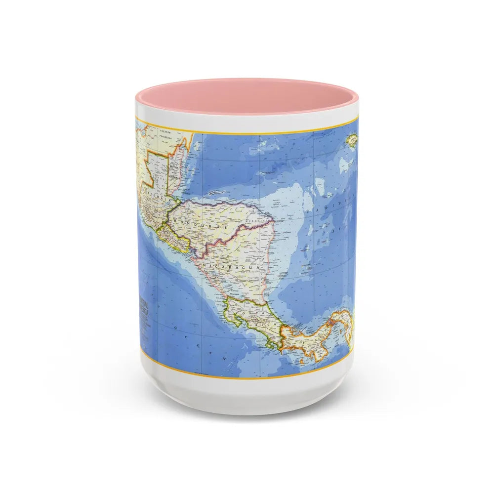 Central America (1973) (Map) Accent Coffee Mug-15oz-Pink-Go Mug Yourself