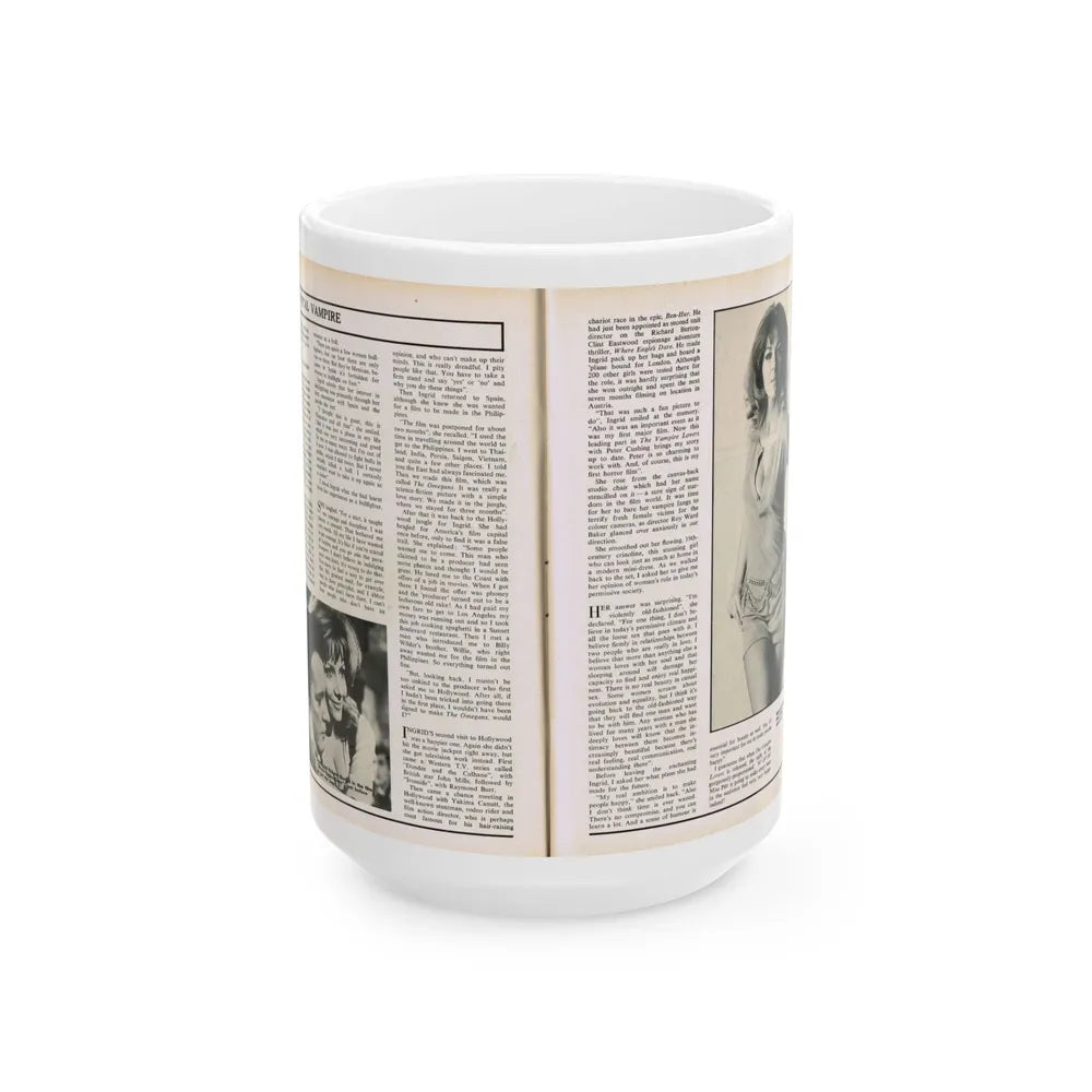 Ingrid Pitt #102 - Mag. Pages (Vintage Female Icon) White Coffee Mug-15oz-Go Mug Yourself