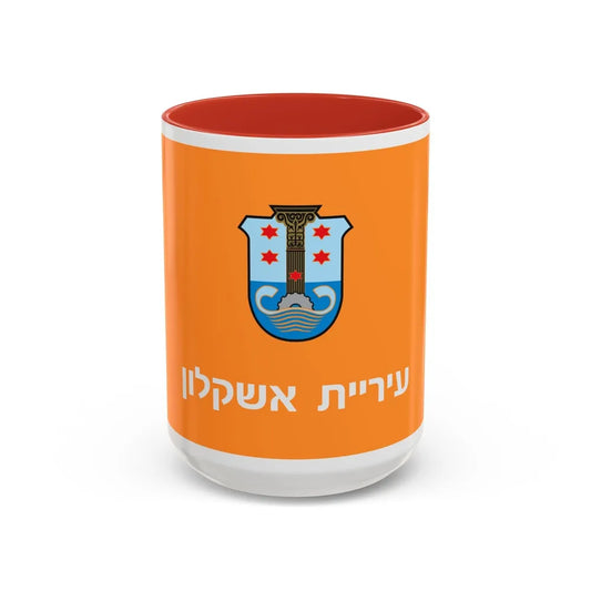 Flag of Ashkelon Israel - Accent Coffee Mug-15oz-Red-Go Mug Yourself