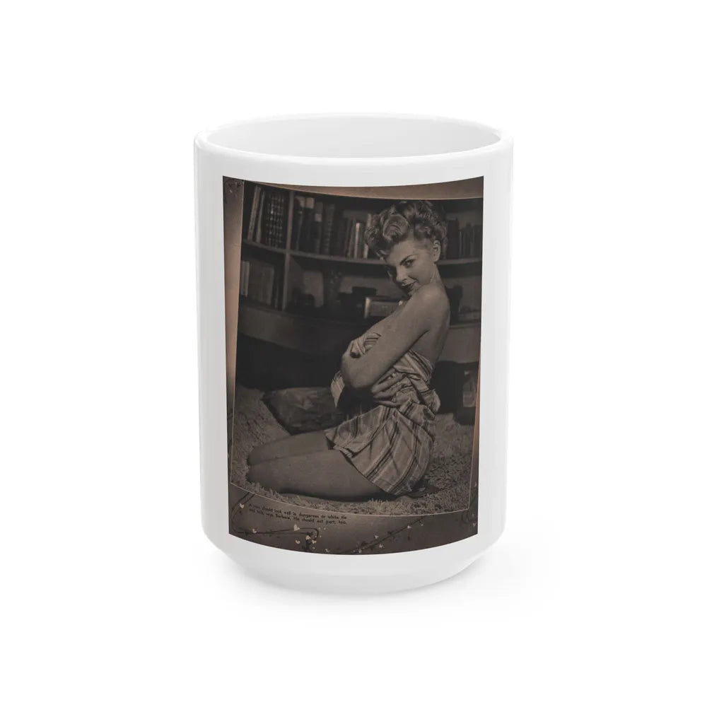 Barbara Nichols #456 - Page 2 of 4 with, 1 B&W Photo & Caption from Sir! Mag. July '55 (Vintage Female Icon) White Coffee Mug-15oz-Go Mug Yourself