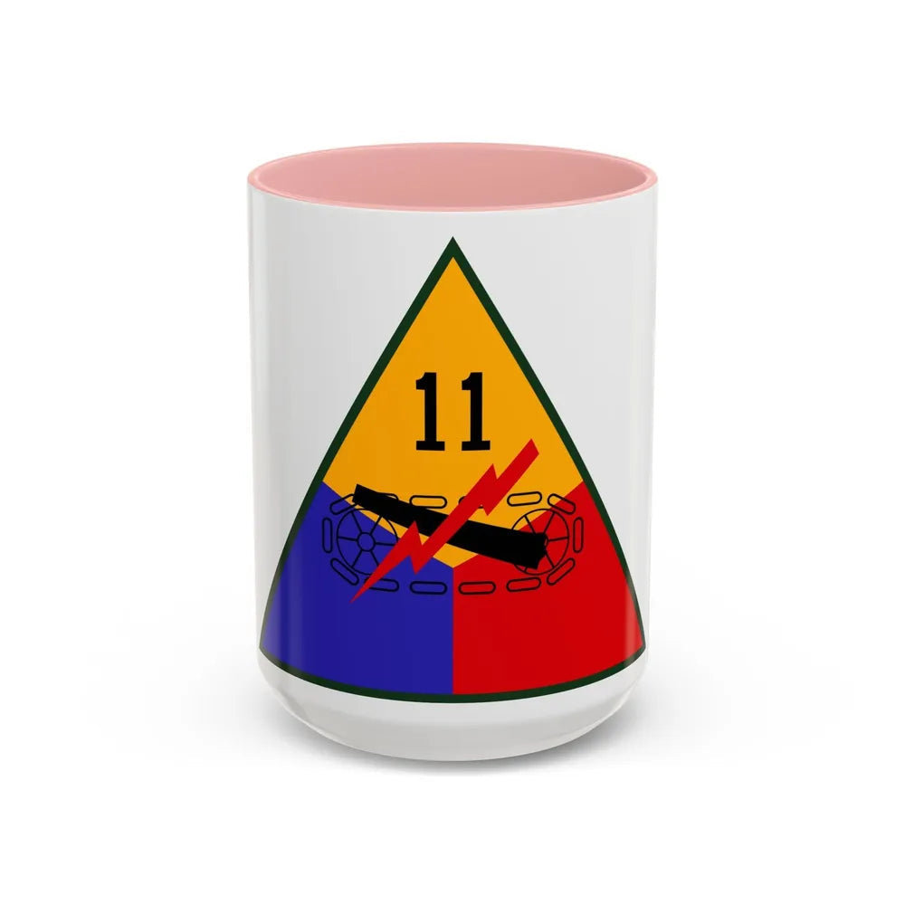 11th Armored Division (U.S. Army) Accent Coffee Mug-15oz-Pink-Go Mug Yourself