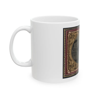 Unidentified Soldier In Union Sergeant's Uniform With Sword Seated On A Horse (U.S. Civil War) White Coffee Mug