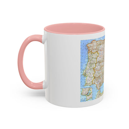Spain and Portugal (1965) (Map) Accent Coffee Mug