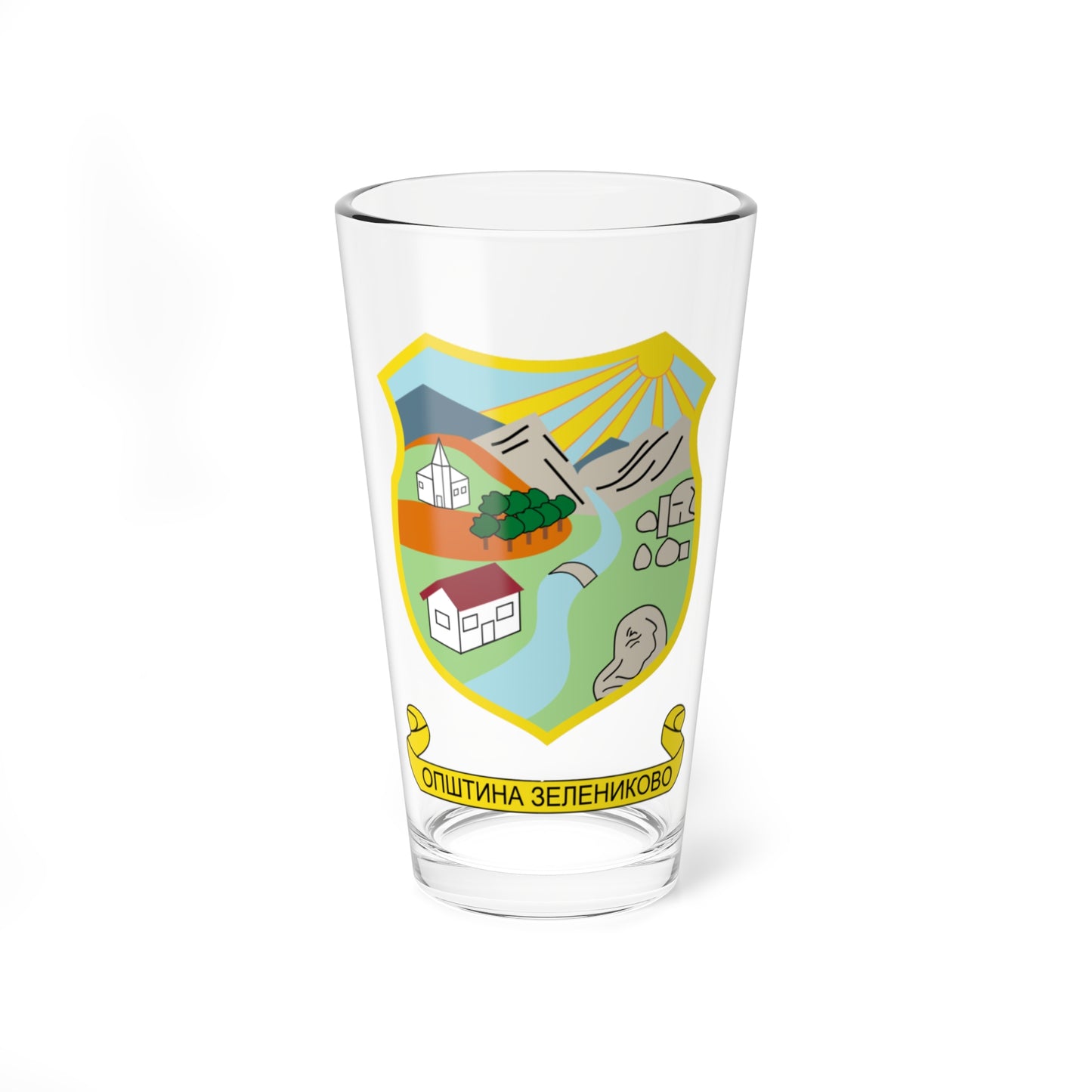 Coat of arms of Zelenikovo Municipality (North Macedonia) (Coat of Arms) Pint Glass 16oz