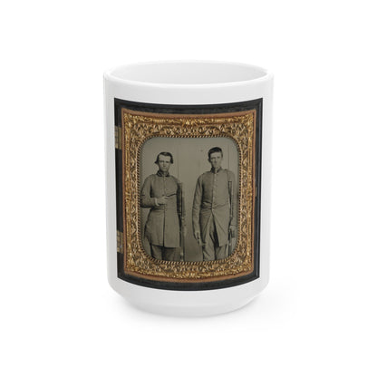 Two Unidentified Soldiers From Tennessee In Confederate Uniforms With Rifles And Pepperbox Pistol (U.S. Civil War) White Coffee Mug