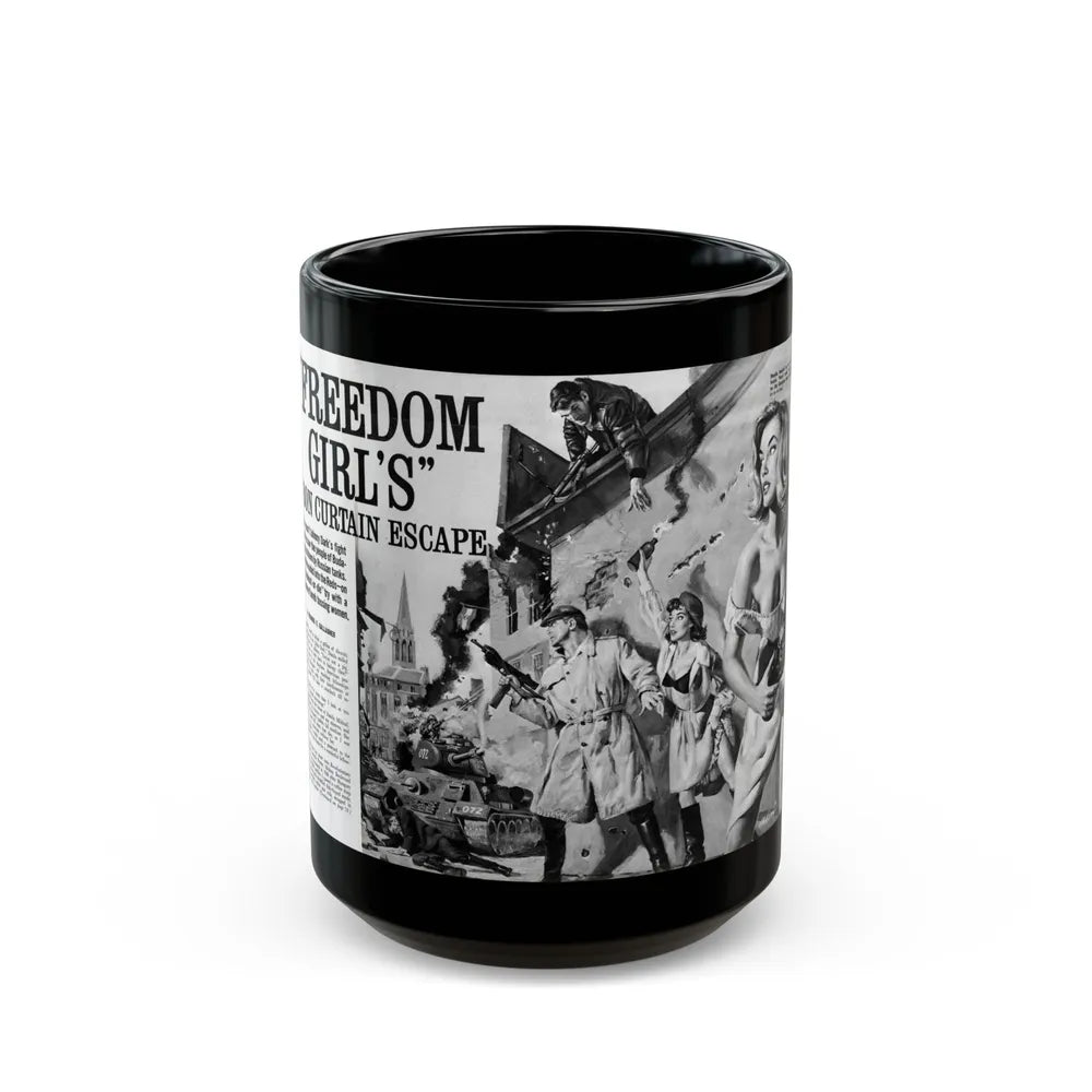 Freedom Girl's' Iron Curtain Escape, For Men Only, June 1964 - Black Coffee Mug-15oz-Go Mug Yourself