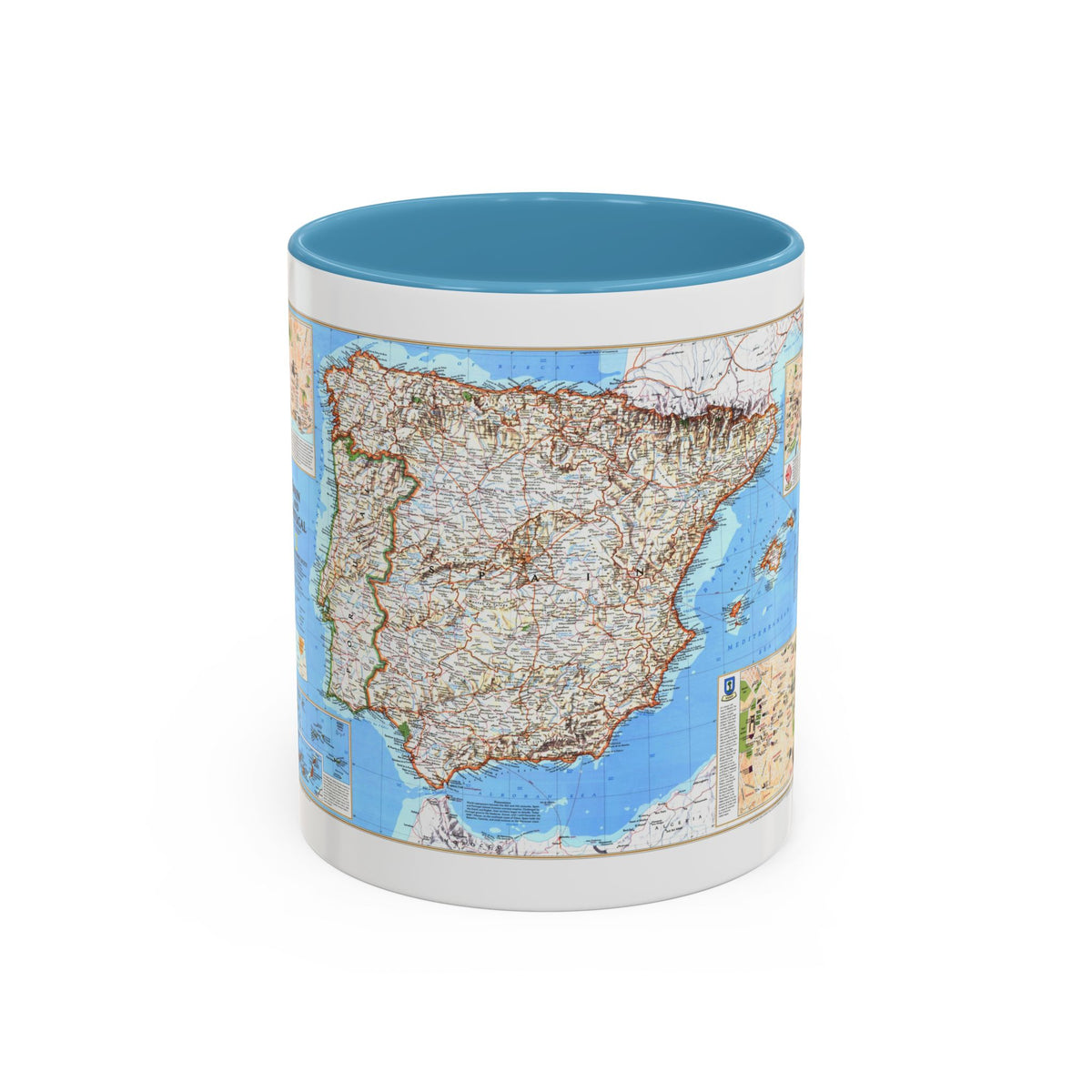 Spain and Portugal (1998) (Map) Accent Coffee Mug