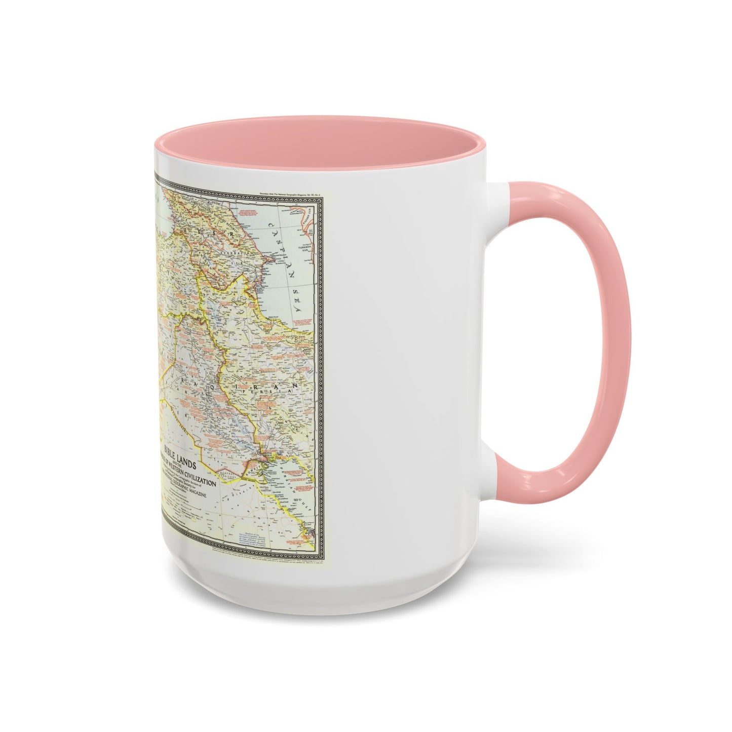 Middle East - Bible Lands and the Cradle of Western Civilization (1946) (Map) Accent Coffee Mug