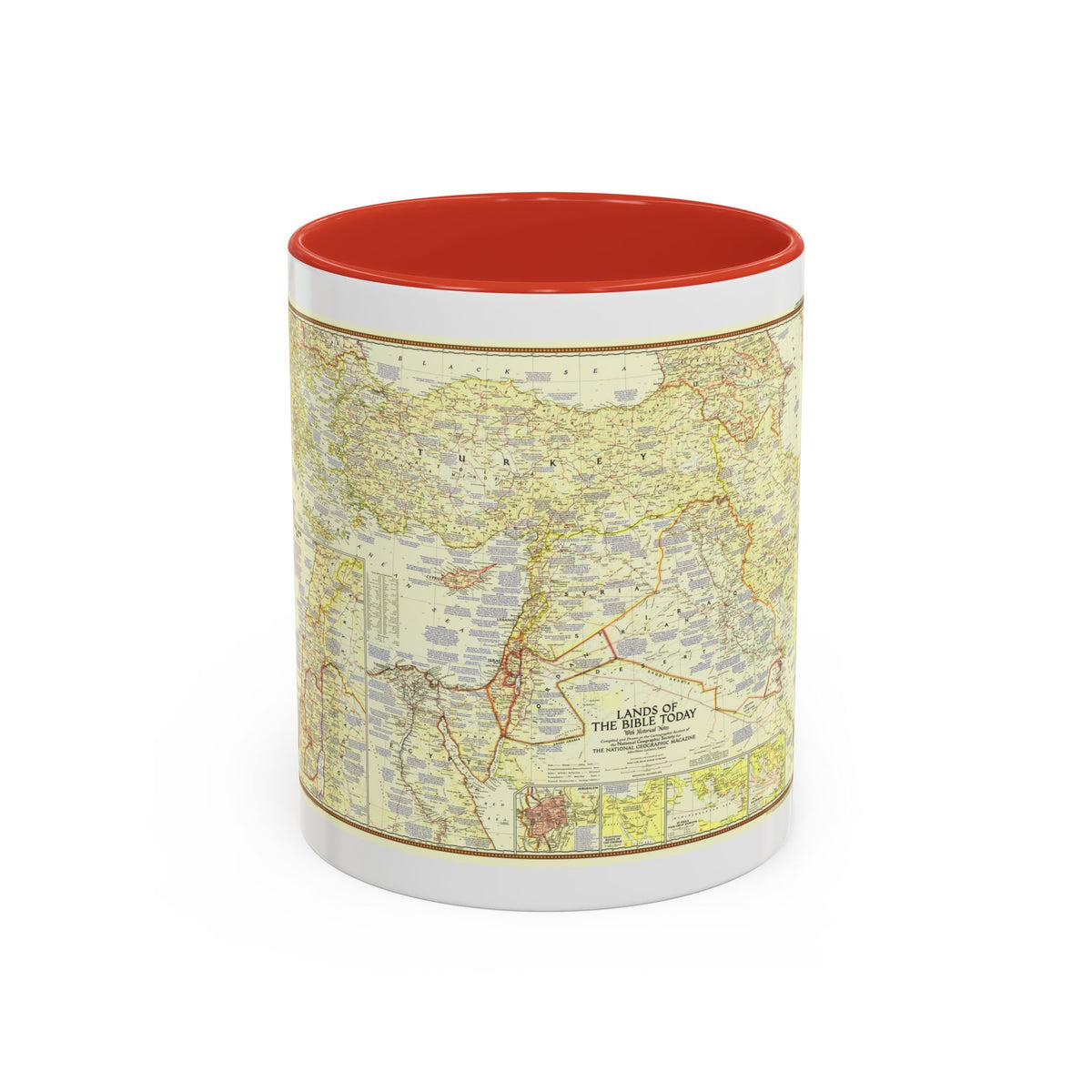 Middle East - Lands of the Bible Today (1956) (Map) Accent Coffee Mug