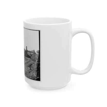Richmond, Va. View Of The Tredegar Iron Works, With Footbridge To Neilson's Island (U.S. Civil War) White Coffee Mug