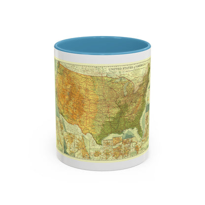 USA - The United States (1923) (Map) Accent Coffee Mug