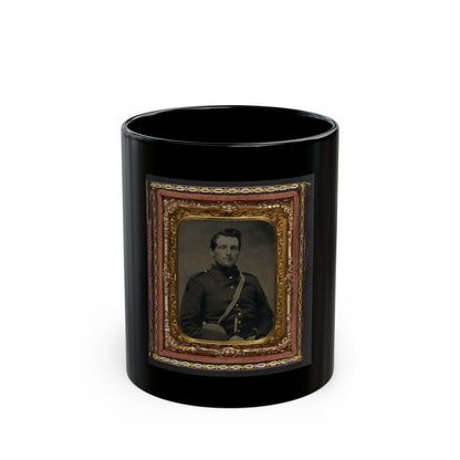 Unidentified Soldier In Confederate Uniform With Canteen And Knife (U.S. Civil War) Black Coffee Mug