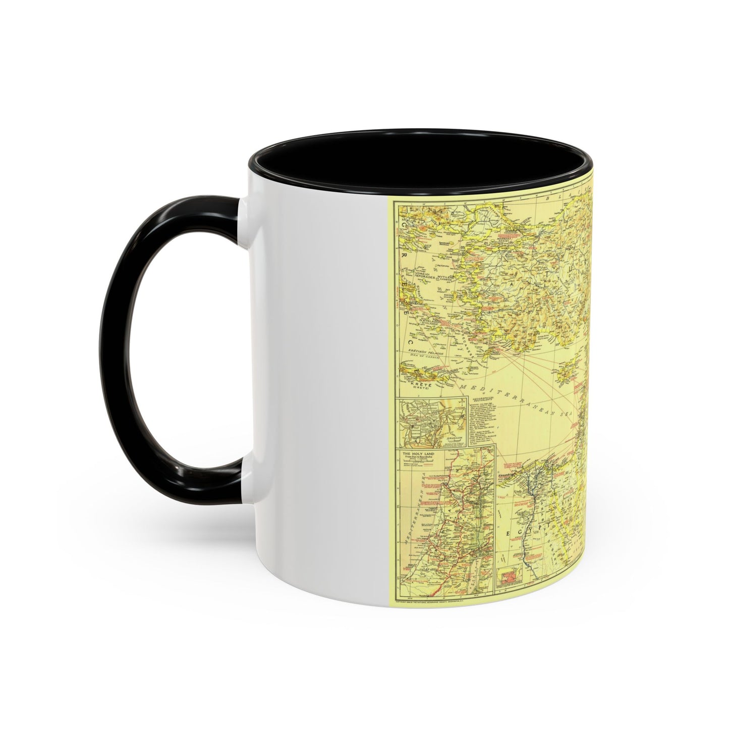 Middle East - Bible Lands and the Cradle of Western Civilization (1938) (Map) Accent Coffee Mug