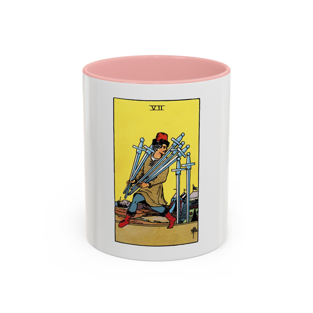 The 7 of Swords (Tarot Card) Accent Coffee Mug