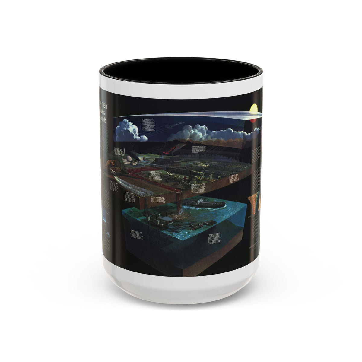 How Man Pollutes His World (1970) (Map) Accent Coffee Mug