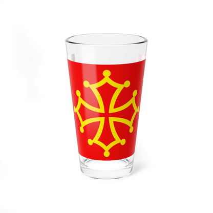 New Flag of Occitania with star (France) Pint Glass 16oz