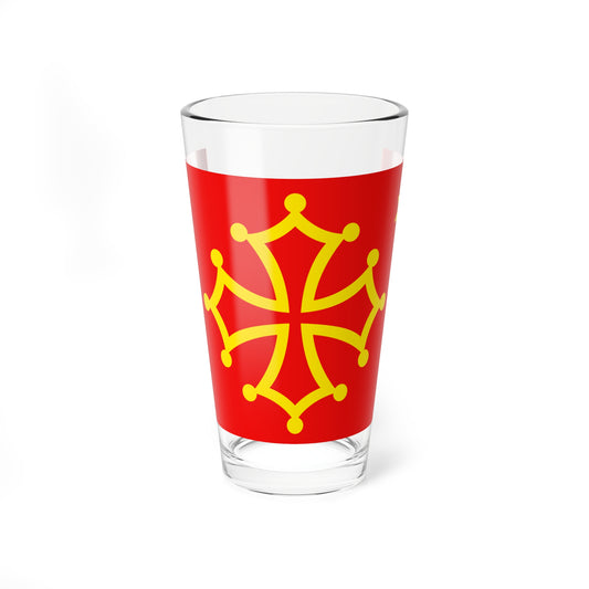 New Flag of Occitania with star (France) Pint Glass 16oz