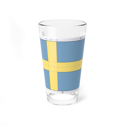 Flag of Sweden construction sheet (Sweden) Pint Glass 16oz
