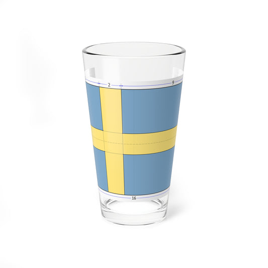 Flag of Sweden construction sheet (Sweden) Pint Glass 16oz