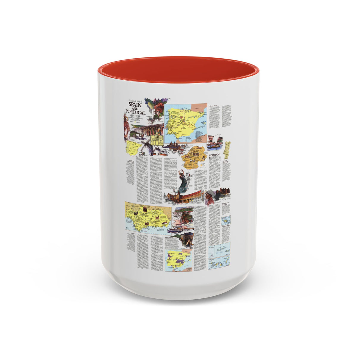 Spain and Portugal - A Traveller's Map 2 (1984) (Map) Accent Coffee Mug