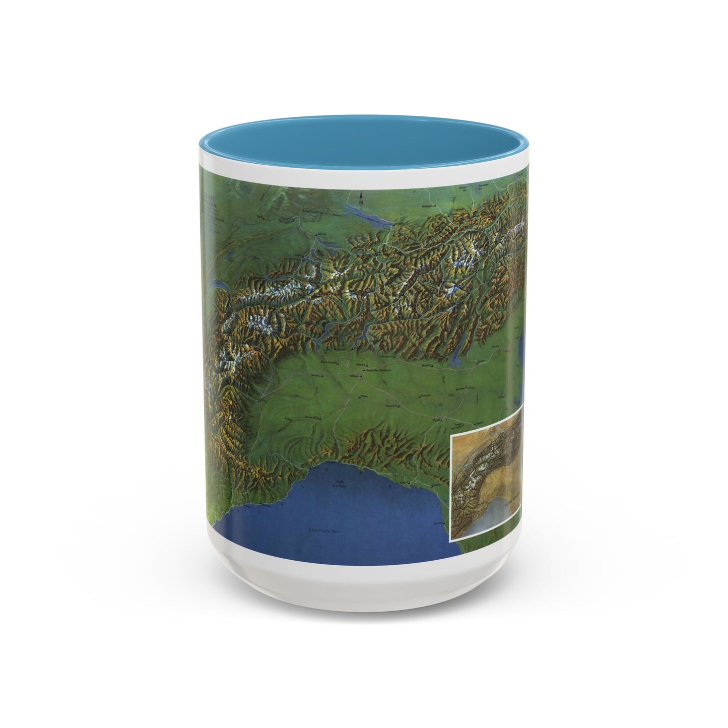 Alps, The - Europe's Backbone (1965) (Map) Accent Coffee Mug