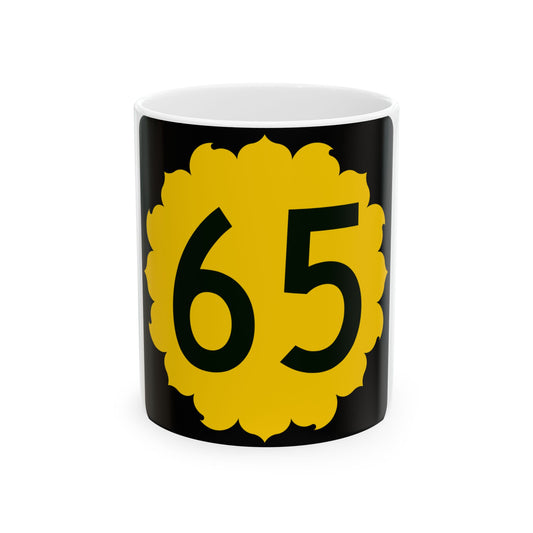 K-65 (Kansas) (Road Sign) White Coffee Mug