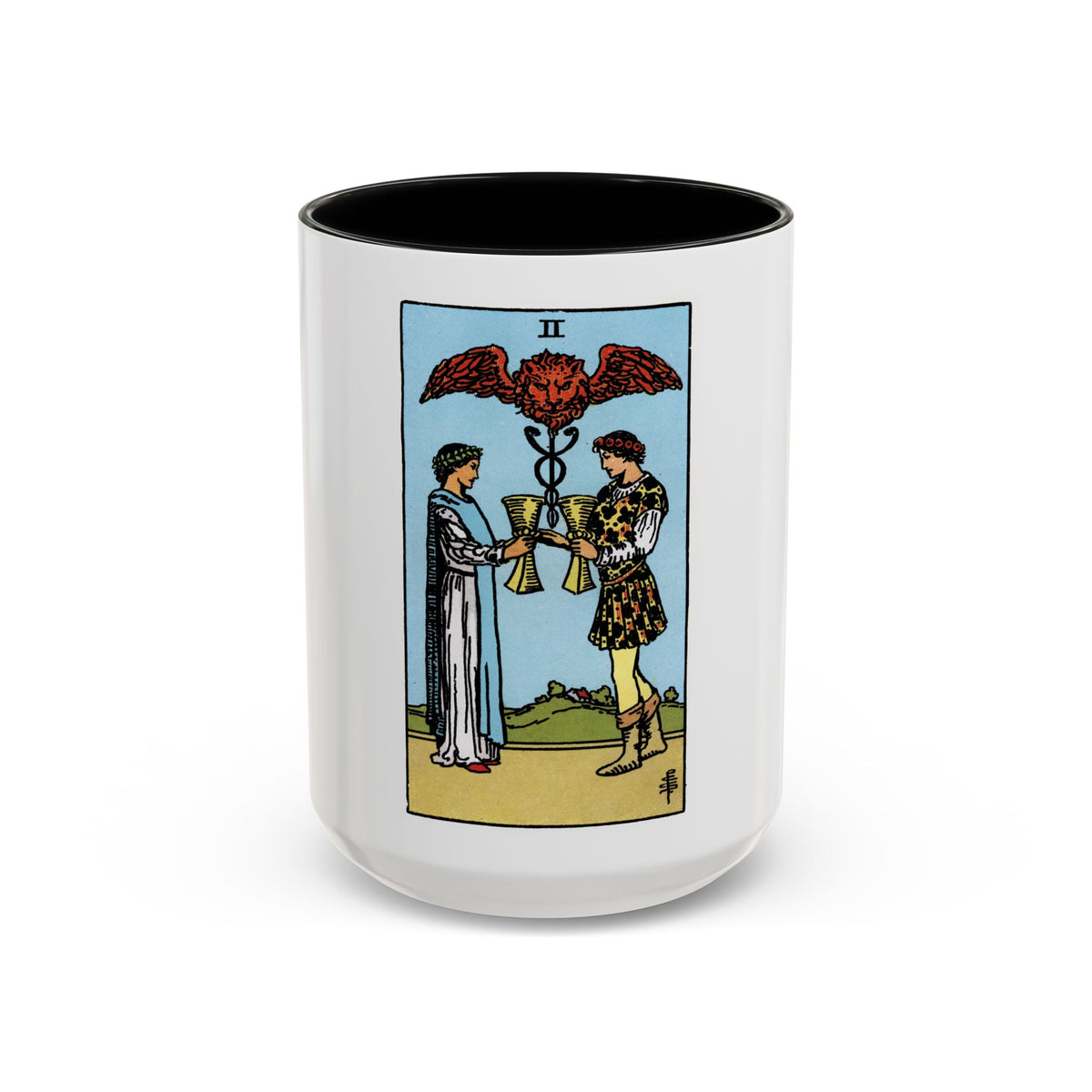 The 2 of Cups (Tarot Card) Accent Coffee Mug