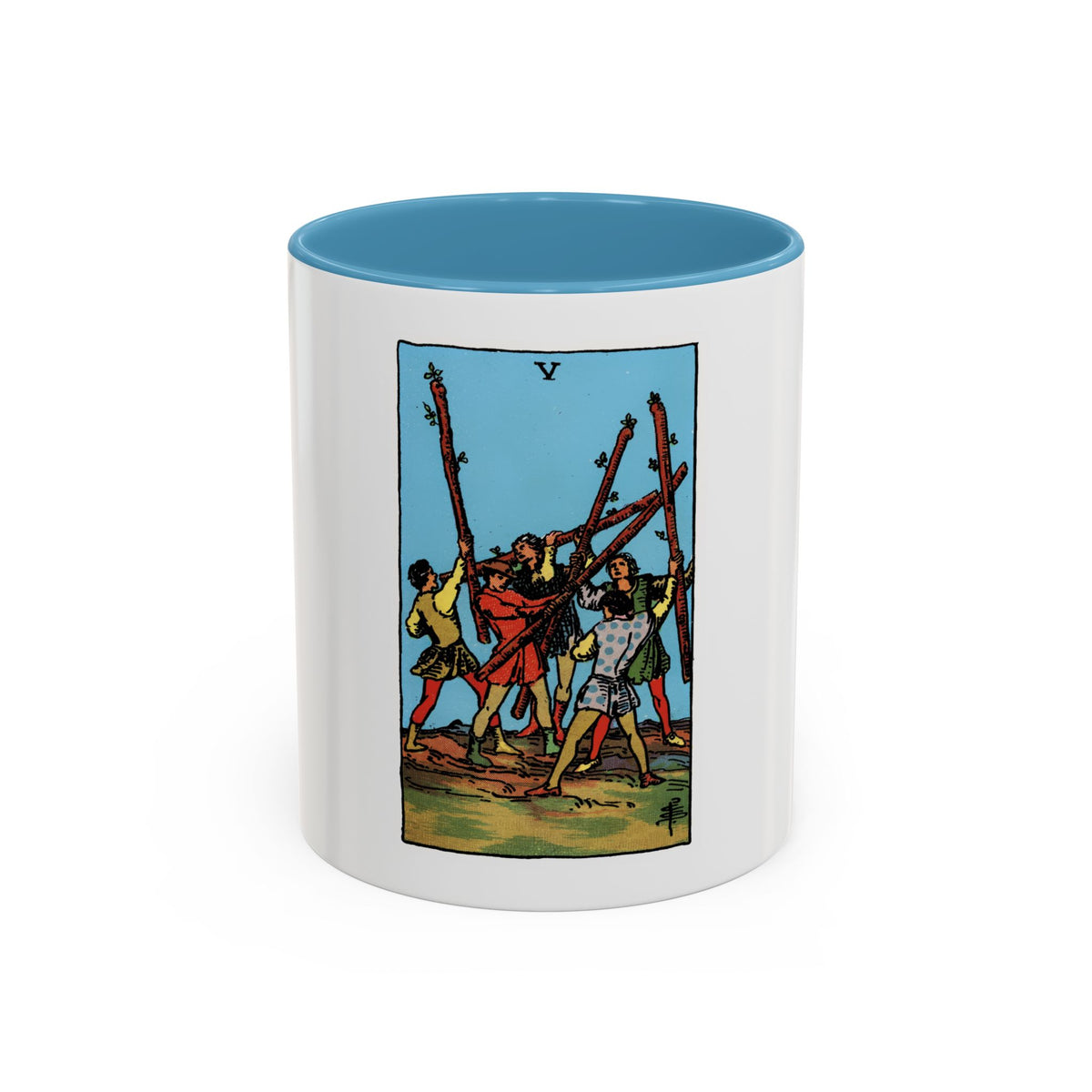 The 5 of Wands (Tarot Card) Accent Coffee Mug