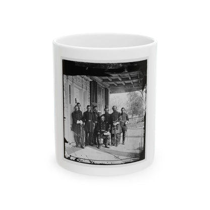 Beaufort, S.C. Gen. Isaac I. Stevens (Seated) And Staff On Porch Of A House (U.S. Civil War) White Coffee Mug