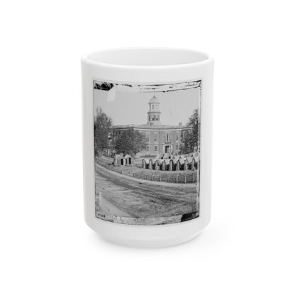 Atlanta, Ga. City Hall; Camp Of 2d Massachusetts Infantry On The Grounds (U.S. Civil War) White Coffee Mug