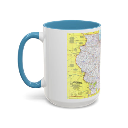 USA - Illinois, Indiana, Ohio, Kentucky 1 (1977) (Map) Accent Coffee Mug