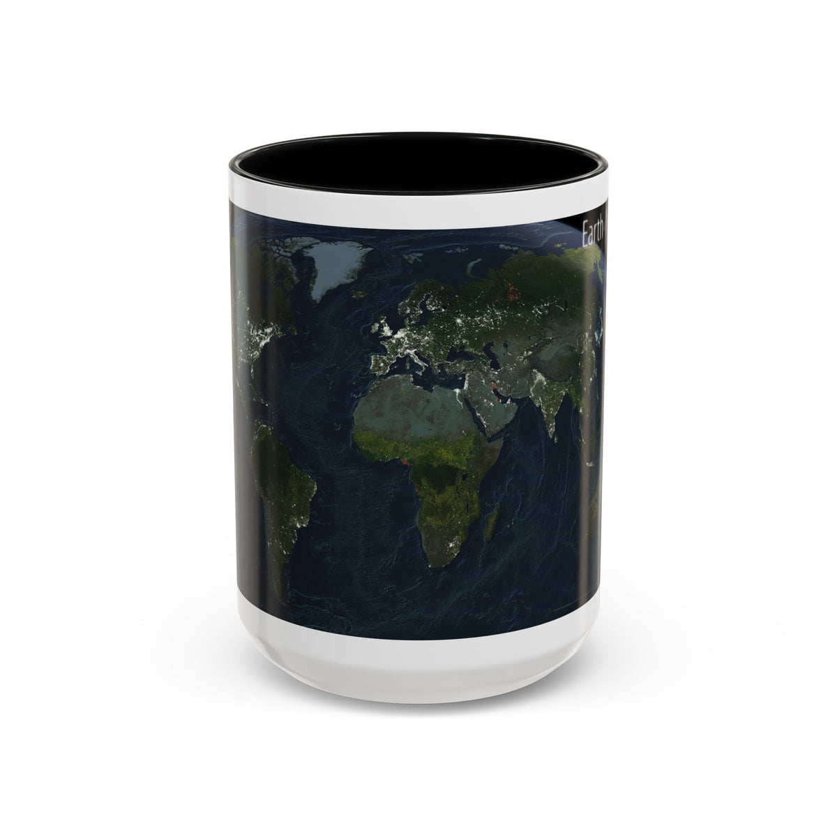 World Map - Earth at Night (2004) (Map) Accent Coffee Mug