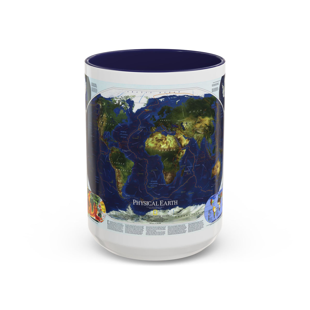 World Map - Physical Earth 1 (1998) (Map) Accent Coffee Mug