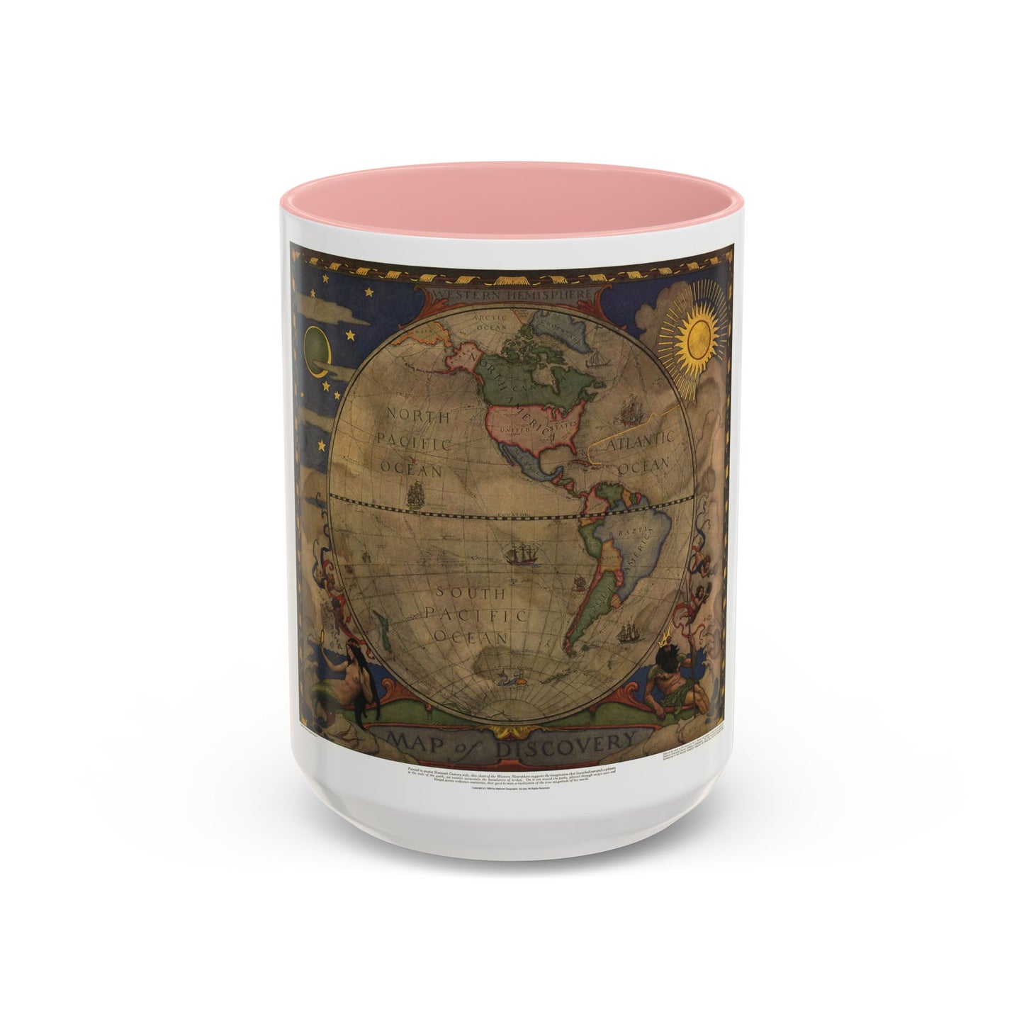 Map of Discovery- Western Hemisphere (1928) (Map) Accent Coffee Mug