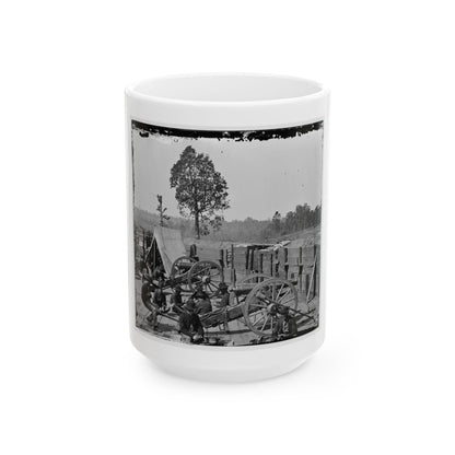 Atlanta, Ga. Federal Soldiers Relaxing By Guns Of Captured Fort (U.S. Civil War) White Coffee Mug