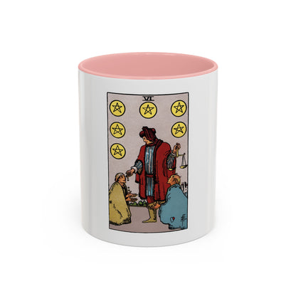 The 6 of Pentacles (Tarot Card) Accent Coffee Mug