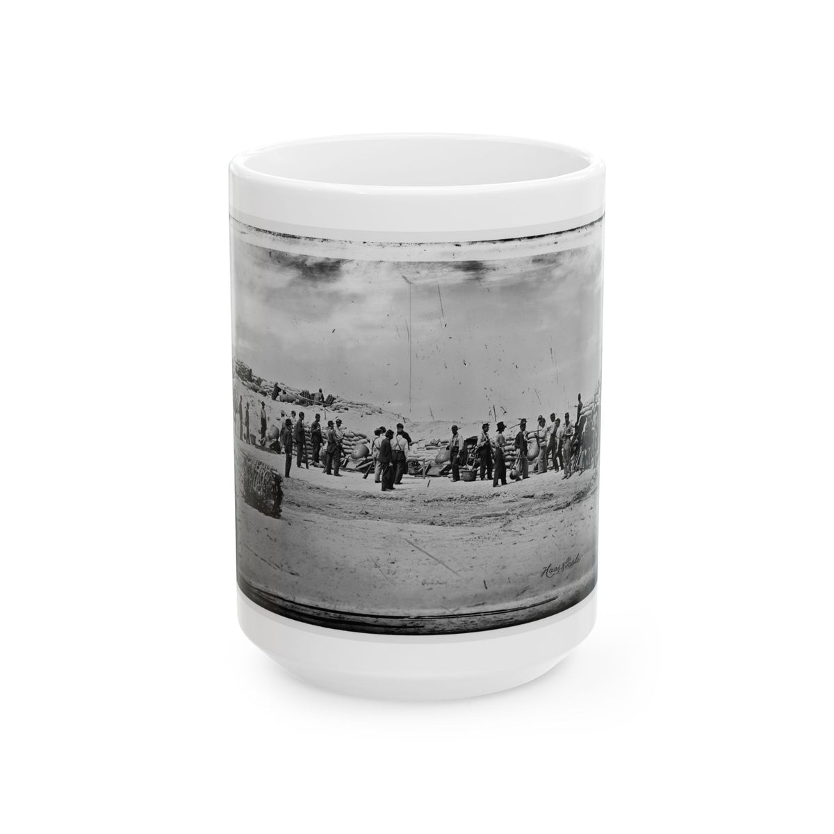 Battery Reynolds. Five 10-Inch Siege Mortars Against Wagner (U.S. Civil War) White Coffee Mug