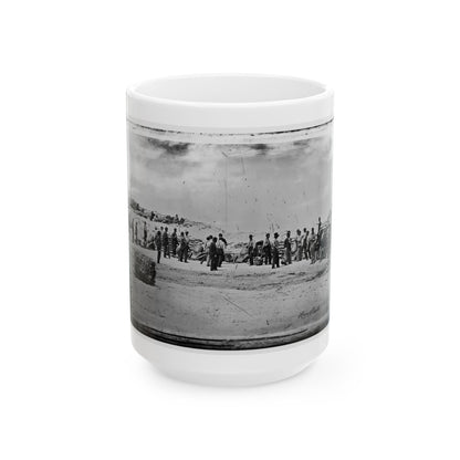 Battery Reynolds. Five 10-Inch Siege Mortars Against Wagner (U.S. Civil War) White Coffee Mug