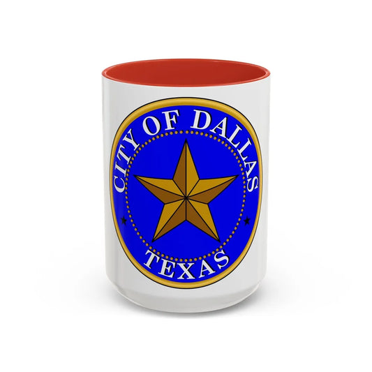 Seal of Dallas - Accent Coffee Mug-15oz-Red-Go Mug Yourself