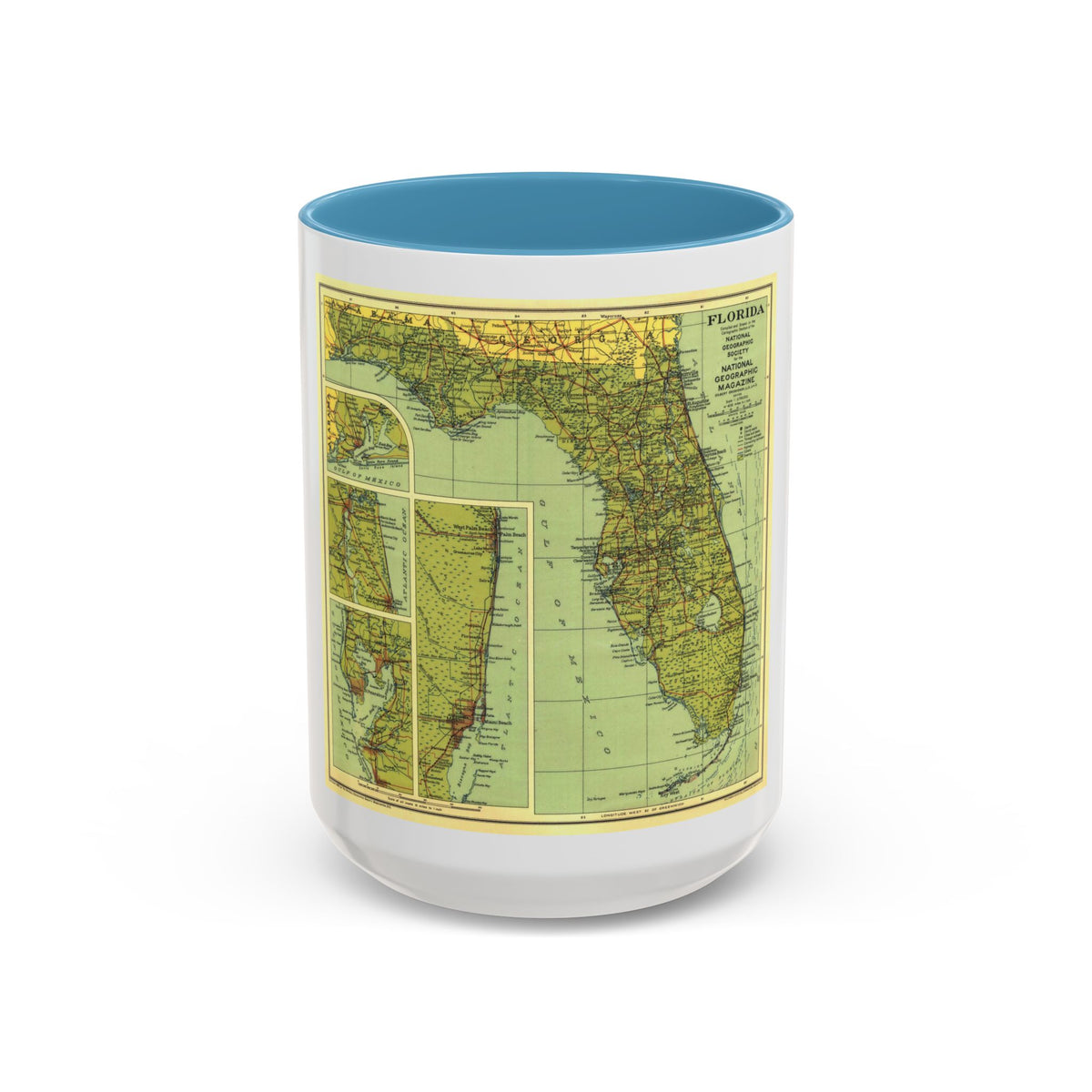 USA - Florida (1930) (Map) Accent Coffee Mug