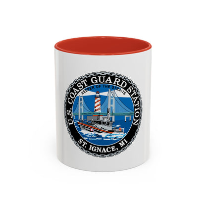 USCG Station St Ignace MI (U.S. Coast Guard) Accent Coffee Mug