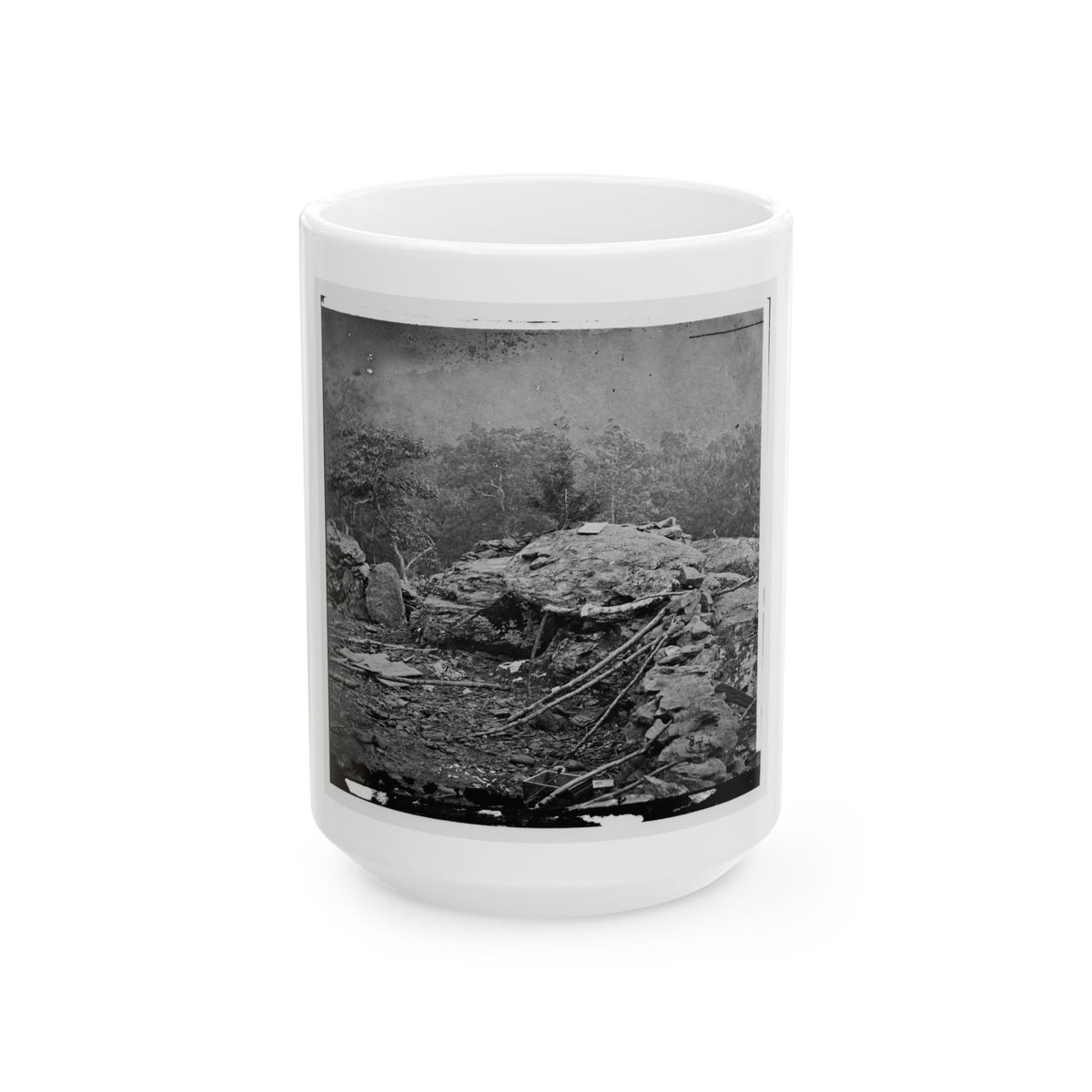Gettysburg, Pa. Interior View Of Breastworks On Extreme Left Of The Federal Line (U.S. Civil War) White Coffee Mug