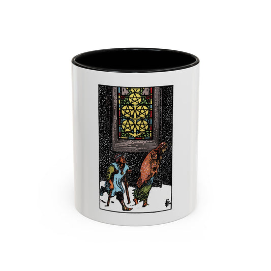 The 5 of Pentacles (Tarot Card) Accent Coffee Mug