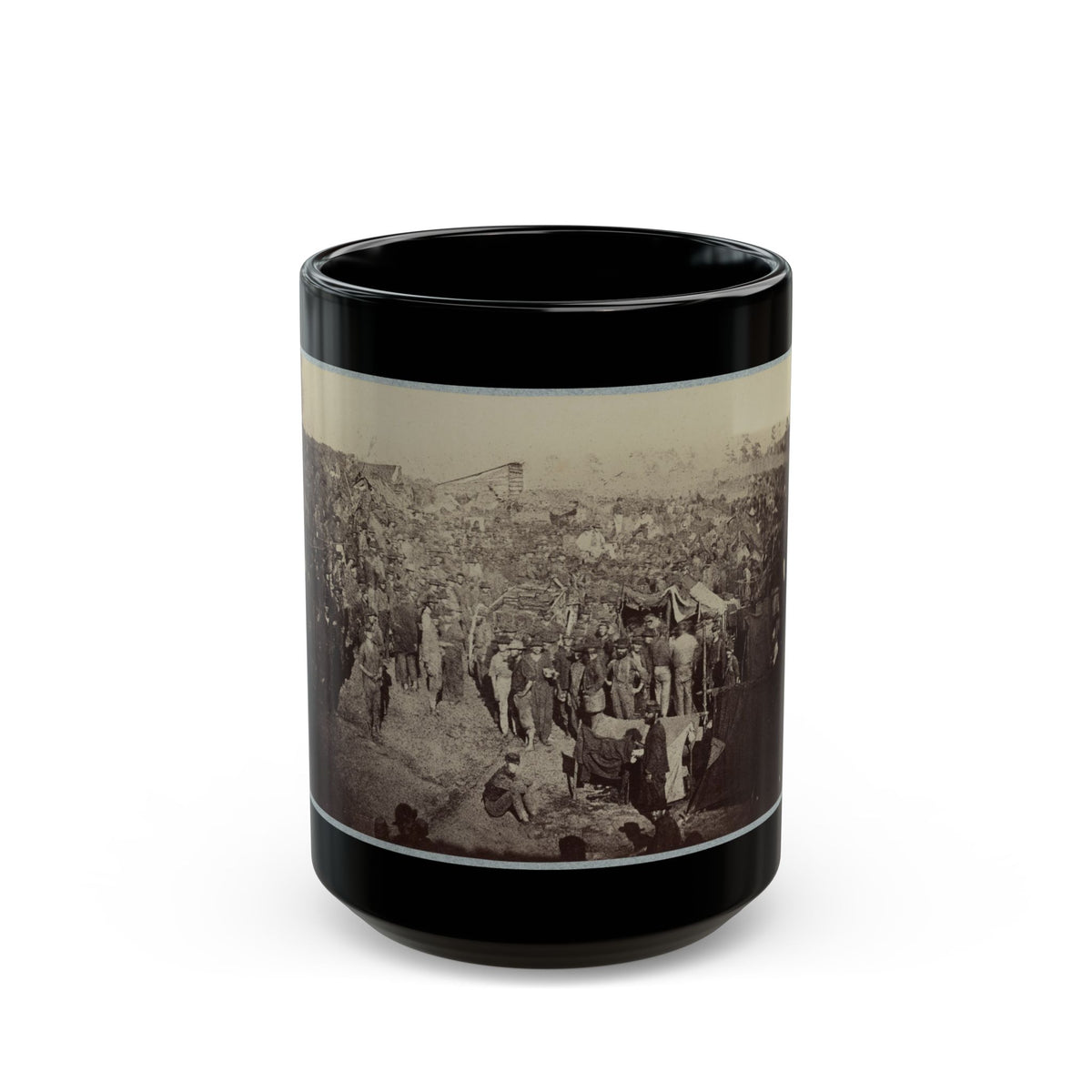 Andersonville Prison, Ga., August 17, 1864. Issuing Rations, View From Main Gate (U.S. Civil War) Black Coffee Mug