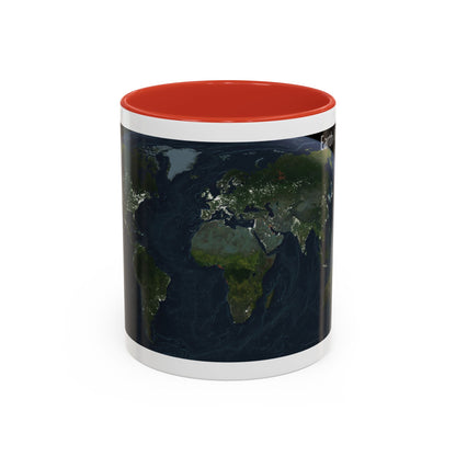 World Map - Earth at Night (2004) (Map) Accent Coffee Mug